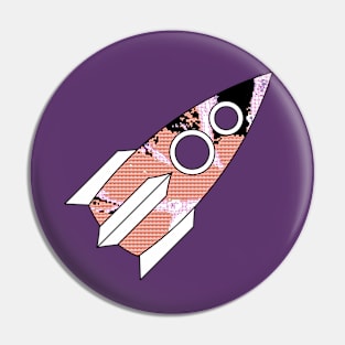 Rocket Ship Lofi Glitch Art Pin