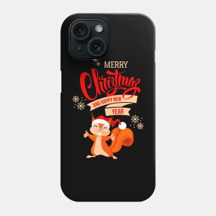 Red Orange Cartoon Cute Squirrel Christmas Phone Case