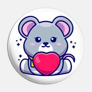 Cute baby mouse cartoon with love Pin
