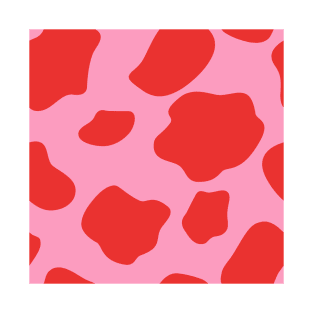 Cow Animal Print Pattern in Pink and Red T-Shirt