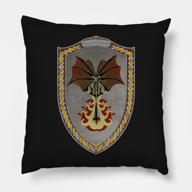 Crimson Defiance (Shield Gold and Silver Celtic Rope) Pillow by Swabcraft