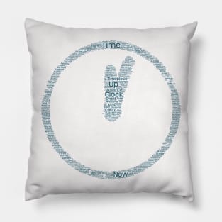 Time Clock Silhouette Shape Text Word Cloud Pillow