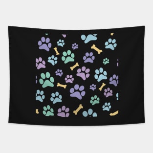 Pastel Puppy Paw Prints and Bones Light Pink Pattern Tapestry