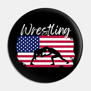 Wrestling USA Flag Pin