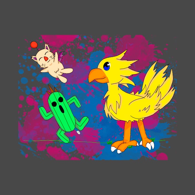 Final Pets (chocobo, moogle, cactuar) by juttatis