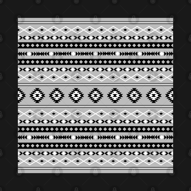 Aztec Black White Grey Mixed Motifs Pattern by NataliePaskell