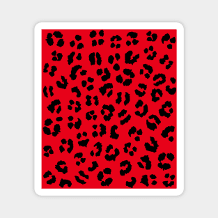 Red and Black Leopard Spots Print Magnet