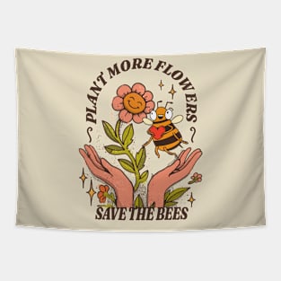 Retro Floral Honeycomb Bee Lover Art Tapestry