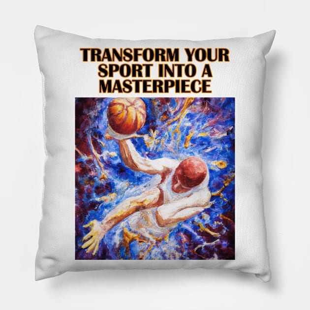 Basketball Player Digital Oil Painting Motivating Message Pillow by Artsimple247