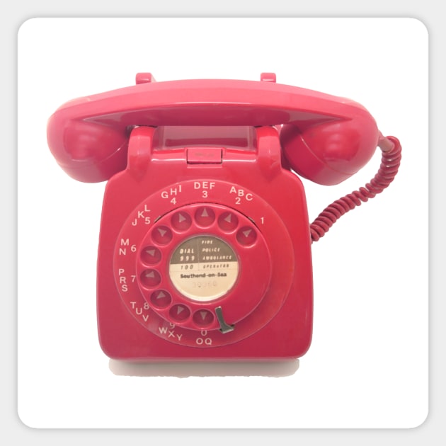 Red vintage telephone - Vintage Telephone - Sticker | TeePublic