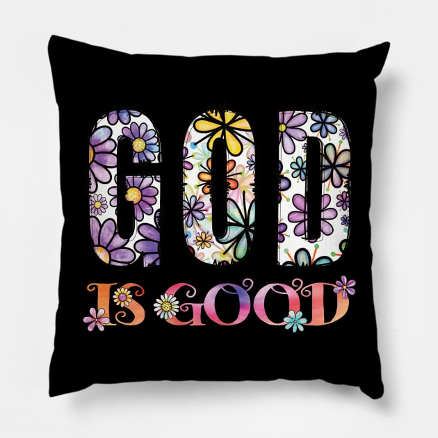 VINTAGE RETRO GOD IS GOOD BOHO FLOWER CHILD Pillow by FlutteringWings 