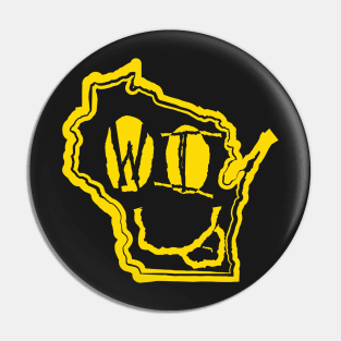 WI Eyes Wisconsin Grunge Smiling Face Black background Pin