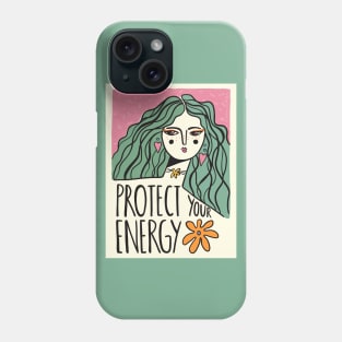 Protect your energy, Inspirational art, 70s, Woman art, Aesthetic poster, Affirmation Phone Case