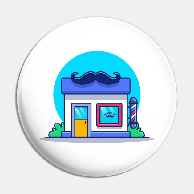 Barber Shop Building With Mustache Pin by Catalyst Labs