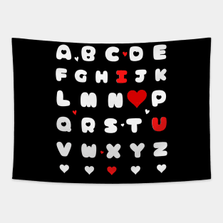 Alphabet Abc I love you Teacher Valentine's Day Tapestry