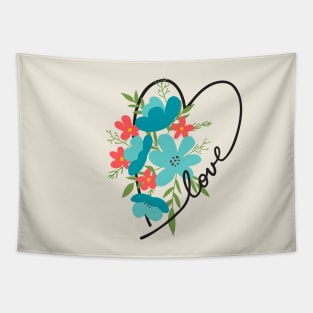 Floral Heart Love Letters for Flower Lovers Tapestry
