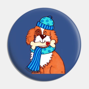 Winter Christmas Dog Pin