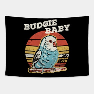 Cute Retro Vintage Budgie Baby Colorful Parakeet Design Tapestry