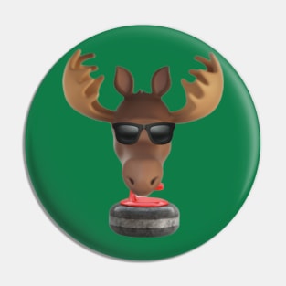 Curling Moose Pin