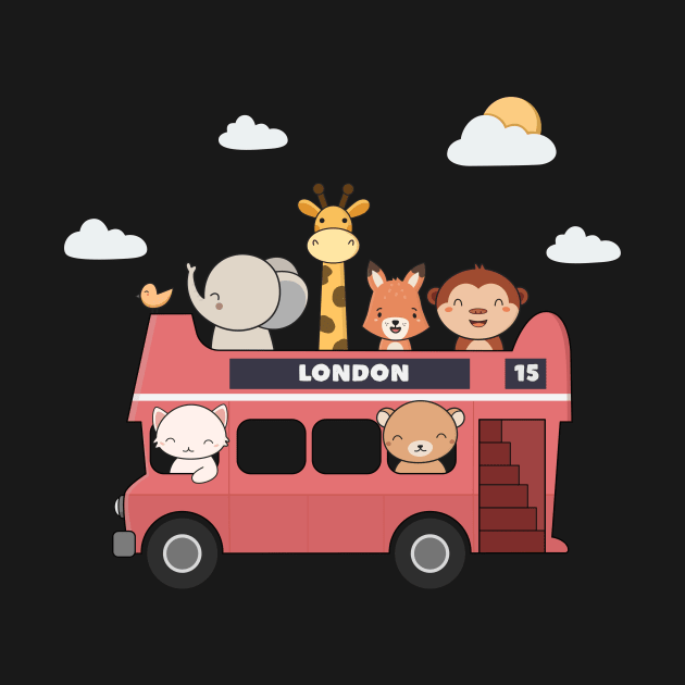 Kawaii Cute Zoo Animals In A London Bus by wordsberry