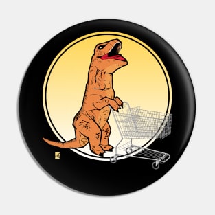 A Great Day for T-rex Shopping for Groceries Pin