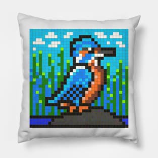 Kingfisher Pixel Painting Pillow