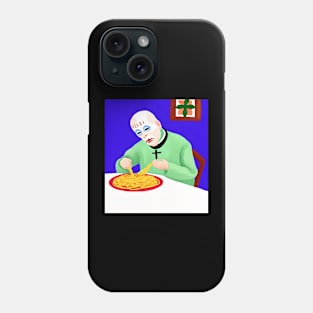 ai generated priest eating spaghetti Phone Case