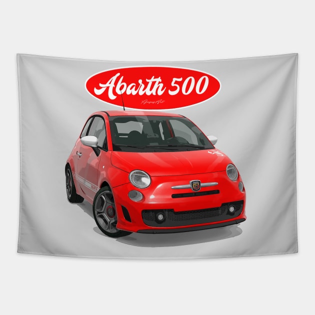 ABARTH 500 Red Scorpion Tapestry by PjesusArt