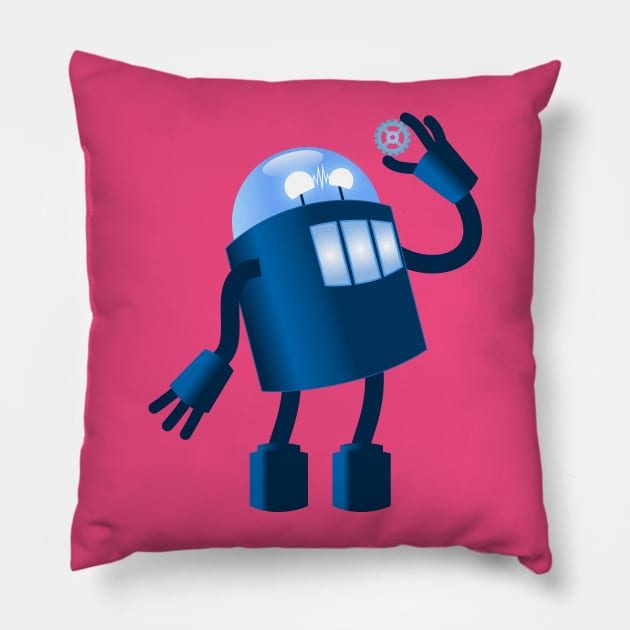 Robot holding gear Pillow by Pushloop