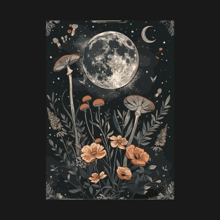 Vintage Goblincore and Cottagecore Mushroom & Spring Floral T-Shirt