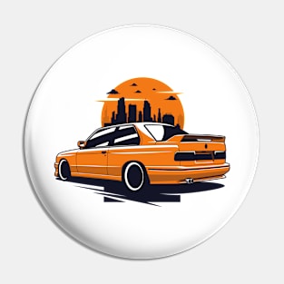 Orange E30 M classic city skyline Pin