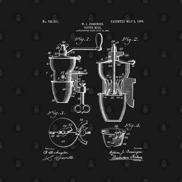 Coffee Mill Patent - Coffee Shop Art - Black Chalkboard by patentpress