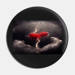 Red Broken Heart in the Clouds /  Broken Hearts Unwind Designs Pin