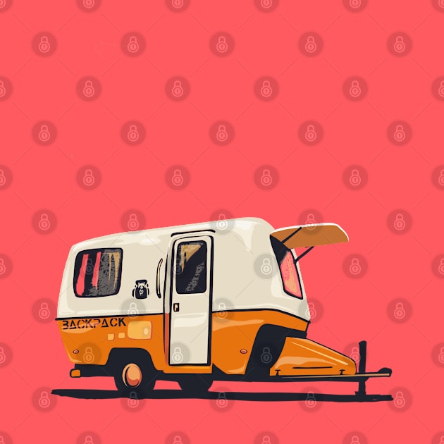 Armadillo retro travel trailer camping poster by SFDesignstudio