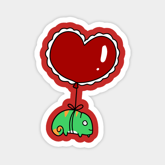 Heart Balloon Chameleon Magnet by saradaboru