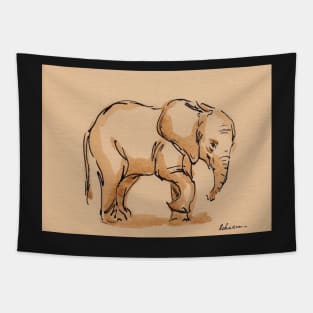 Little Lady:  Baby Elephant Watercolor Painting #17 - Loxodonta Africana Tapestry