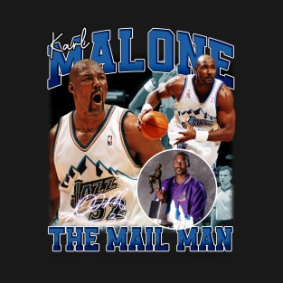 Karl Malone The Mail Man Basketball Legend Signature Vintage Retro 80s 90s Bootleg Rap Style T-Shirt