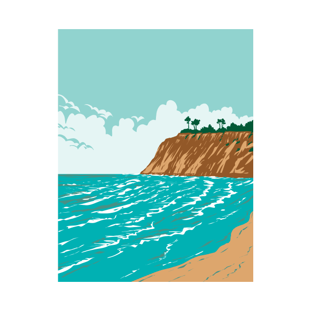 Del Mar Rivermouth in Orange County California WPA Poster Art by retrovectors