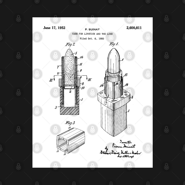 Lipstick Patent - Makeup Artist Beauty School Art - White by patentpress