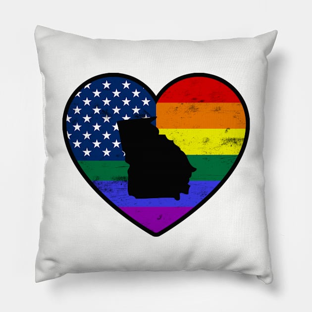 Georgia United States Gay Pride Flag Heart Pillow by TextTees