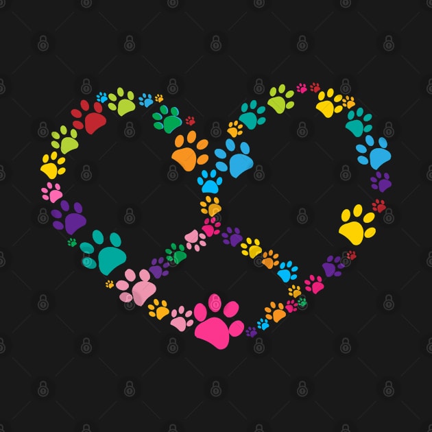 Dog paw print made of colorful heart peace sign by GULSENGUNEL