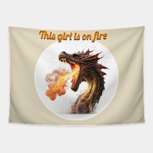 This girl is on fire - Dragon edition Tapestry