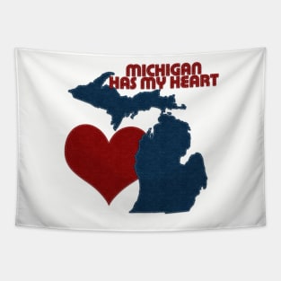 Michigan Has My Heart | I Love Michigan | Felt Look Tapestry