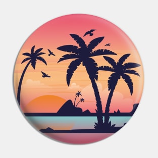 Sunset at beach - Hand drawn Pin