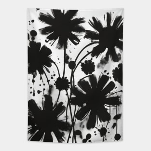 Black Flowers Artsy Streetart Tapestry