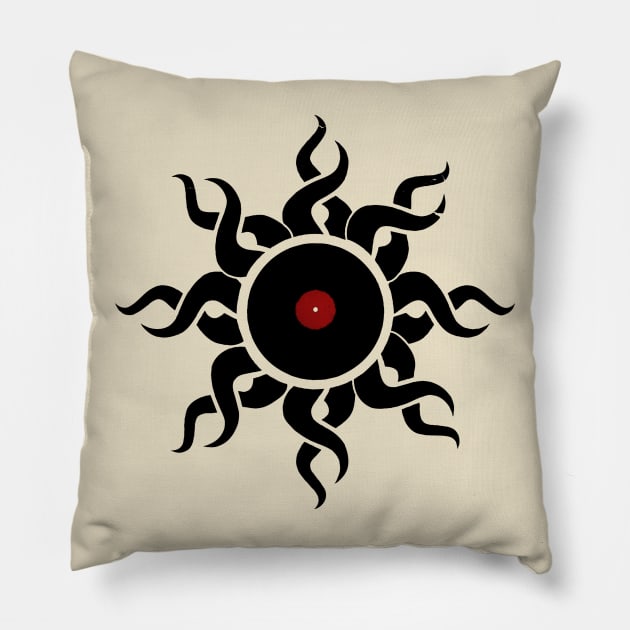 Vinyl Record Tribal Design Pillow by ddtk