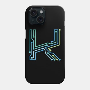 Alphabet K Circuit Typography Design Phone Case