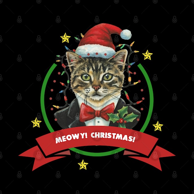 Meow Christmas with tuxedo Cat by QuantArt