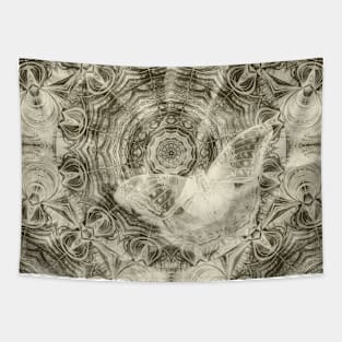 Ghostly butterfly on delicate mandala Tapestry