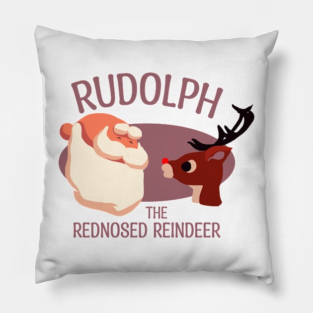 Rudolph and Santa Pillow by xalauras studio